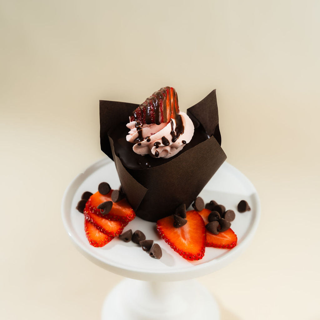 Chocolate Dipped Strawberry Cupcake