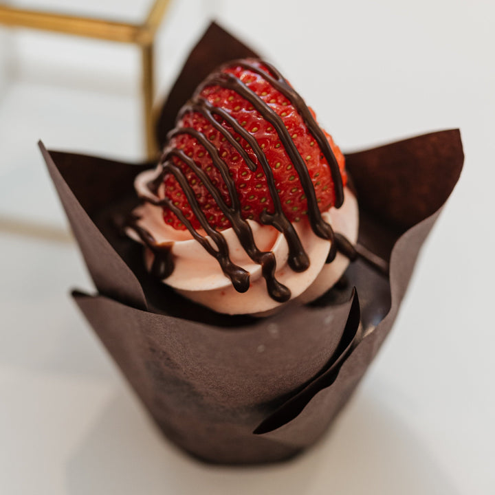 Chocolate Dipped Strawberry Cupcake